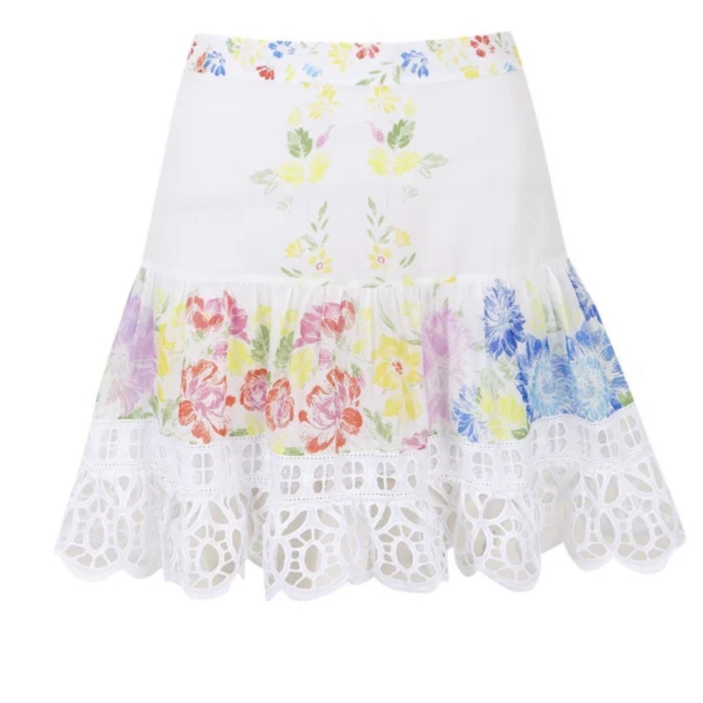 Charo Ruiz White Pink Mini Skirt Fit and Flare